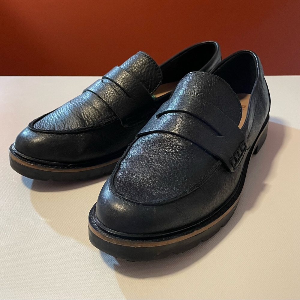 Blondo Women’s Waterproof Slip On Black Pebbled Leather Academia Penny Loafers
